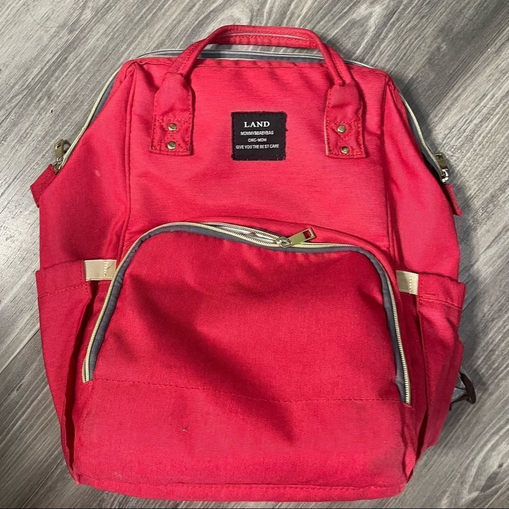 Land red coral diaper bag